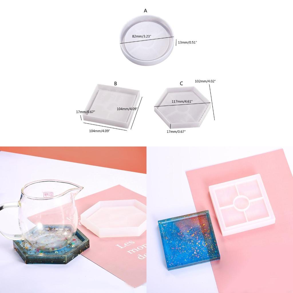 Coaster Mold Square - 195C Diy Round Square Hexagon Mold