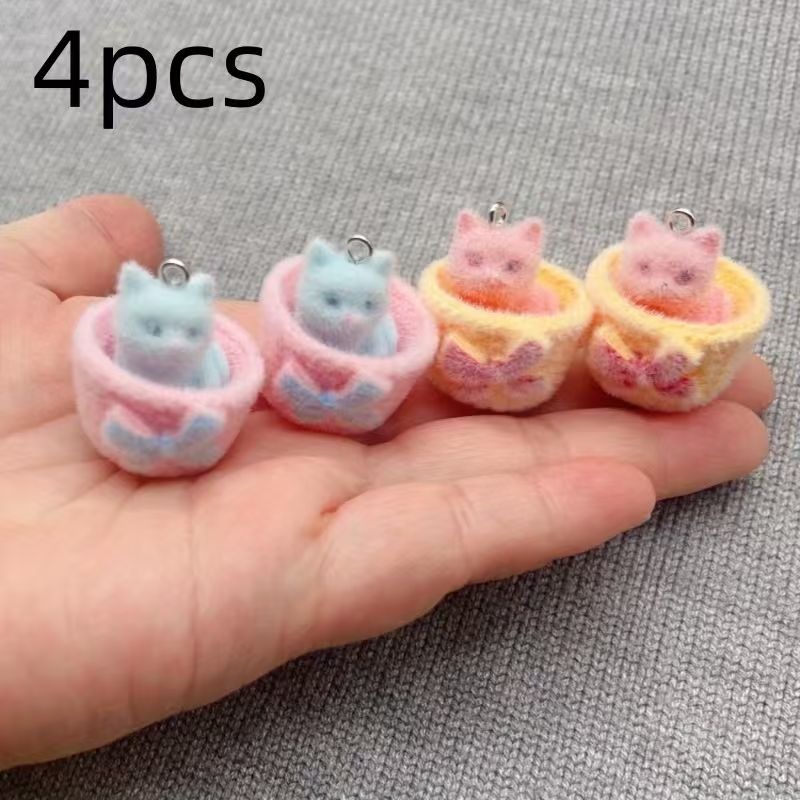 4pcs 3D plush resin cat pendan - огляд і ціна Resin Art Hanging